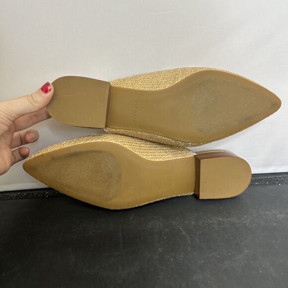 Cole Haan Gold Metallic Linen Piper Loafer Mule Size 6.5B VGUC Bnfts Charity - Picture 13 of 13